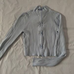 Light Blue Ribbed Long Sleeve Top